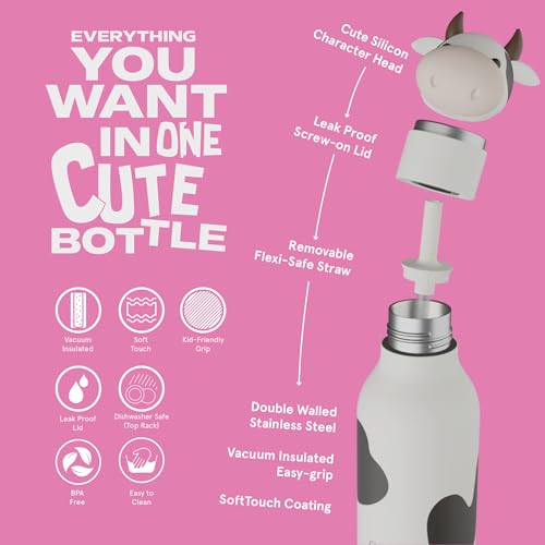 asobu Bestie Cow Water Bottle, Cute Collectible Character, BPA Free WILLOW THE COW