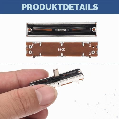 QUARKZMAN Sliding Potentiometers 10K Ohm Slide Potentiometer Single Linear 30 mm 7 Pins Electronic Potentiometer with Metal Handle Pack of 2 B10K