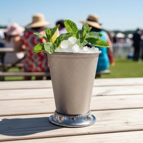Mint Julep Cups: Set of 4, Metal 12 oz Cocktail Glasses, Stainless Steel Glasses, Party Supplies (4)