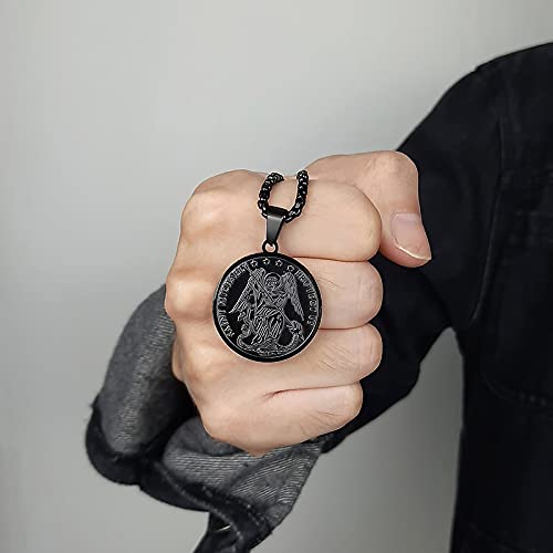 VNOX Seals of The Seven Archangels Pendant/Metatron’s Cub/Saint Michael Statement Necklace Talisman Pendant Amulet Jewelry, 1.2 inches x 2.1 inches, Stainless Steel, Lava Stone