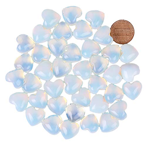 7 Pcs Healing Crystal Synthesis Opalite Heart Love Carved Palm Worry Stone(0.6 Inch) White-opalite 0.6"*0.6"*0.4"