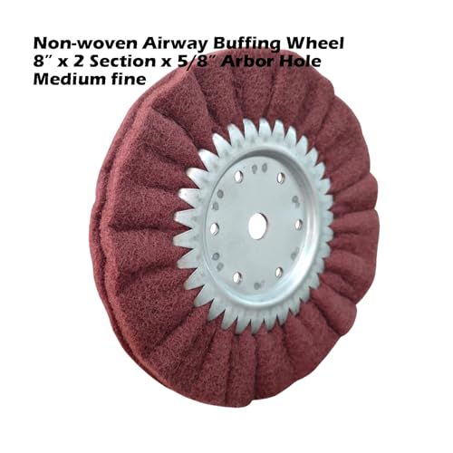 8-inch 2-section non-woven abrasive airway buffing wheel with 5/8-inch arbor hole, 2-piece set