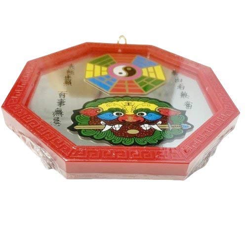 Chinese Feng Shui Pa KUA Bagua Mirror Yinyang Red 5" Lucky Blessing House Protection