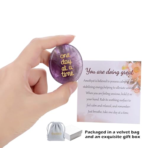 QINJIEJIE Crystal Gifts Amethyst Healing Crystals One Day at a Time Crystal