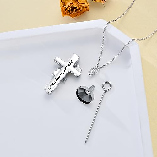 TOUPOP Panda Urn Necklace for Ashes Sterling Silver Memorial Keepsake Cremation Jewelry Gifts Cross Urn Pendant Panda Bear Jewelry for Aahes Gifts for Panda Lover Birthday Gifts for Women Daughter Mom