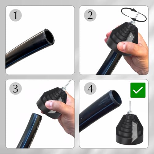 Plastic Pipe Chamfer Tool, Pipe Deburring Tool for 20, 25, 32, 40, 50, 63 mm Plastic Pipes, Pipe Deburrer, Deburring Tool for PVC, PP, PE Pipes, with Drill Connection for Hand Drill