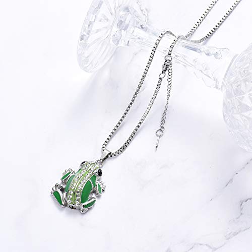 XSMZB Cute Frog Cremation Jewelry for Ashes Frog Shape Urn Necklace for Ashes for Pet/Human Ashes Keepsake Pendant of Loved One Green