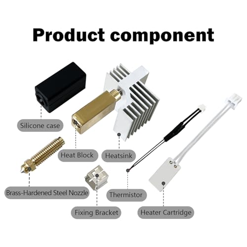 0.2 mm Ceramic Hotend for Centauri Carbon Hotend with Brass-Hardened Steel Nozzle Heating Element Extruder Hot End Replacement Print Head for Elegoo Centauri/Centauri 3D Printer 0.2MM Hotend
