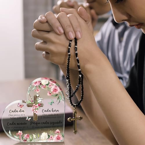 Shellwei Spanish Christian Gifts Women Bible Verse Heart Plaque,Classic Classic