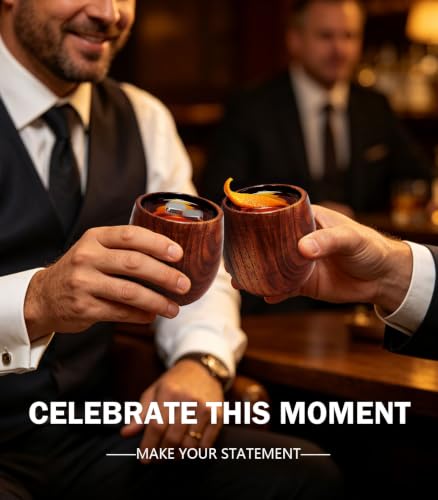 Charred Wooden Bourbon Drinking Glass Whiskey Glasses Gifts for Men 2Pcs Classic