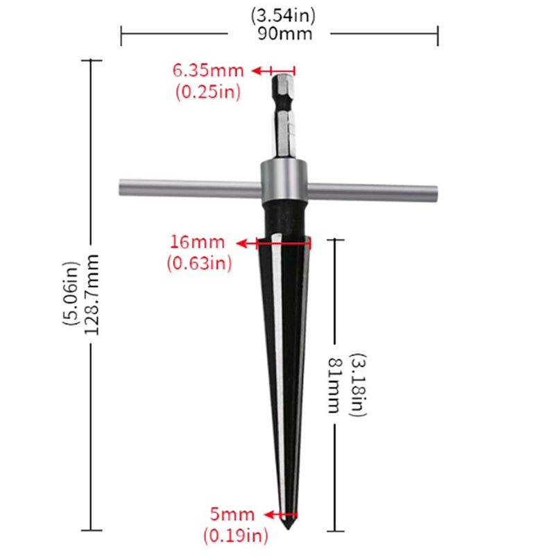 [Australia - AusPower] - 2Pcs T Handle Taper Reamer Set,6 Fluted Chamfer Reaming Guitar Bridge Pin Hole Handle Tapered Reamers Woodworker Tool 1/8"-1/2" (3-13mm) & 3-16''-5/8'' (5-16mm) 