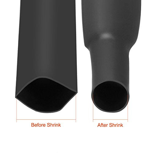 QUARKZMAN Heat Shrink Tubing, 50 mm Diameter x 1.53 m Length, Heat Shrink Tubing Shrink Ratio 2:1 PE Heat Shrink Tube Set for Cable Insulation Cable Connections Cable Bundling, 50mm x 1.53m black