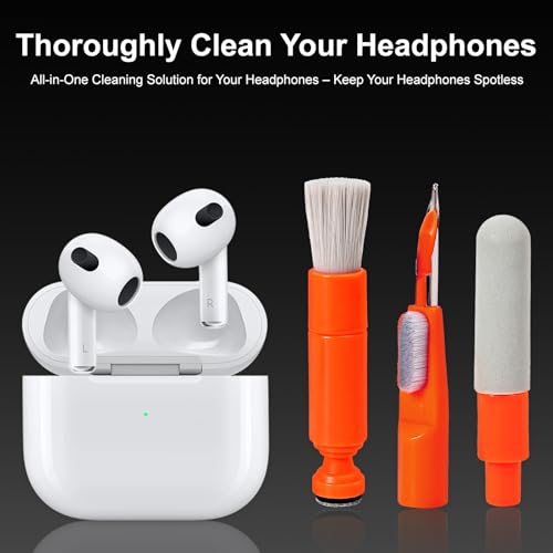 Keyboard Cleaner Laptop Cleaning Kit, Keyboard Cleaning Kit with Retractable Keyboard Brush and Multi-Function Cleaning Pen for MacBook iPad iPhone, Tablet, PC, Camera Lens, Phone, PC Monitor Orange