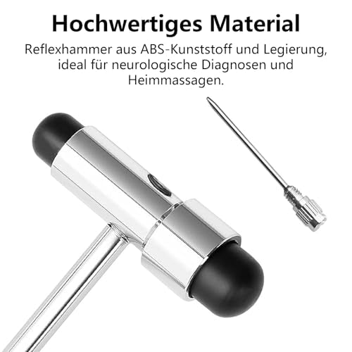 Reflex Hammer Medicine with Built-in Brush, Neuro Reflex Hammer with Double Plastic Head, Neurological Reflex Hammer Heavy, Multifunctional Reflex Diagnostic Hammer for Neurological Tests | Neurological reflex hammer with brush & double head. Heavy, pr...