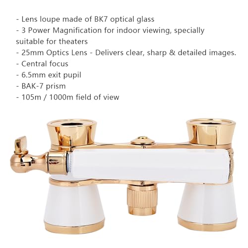 Opera Glasses, 25mm Optics Lens Theater Binoculars, Binoculars Compact, with Carry Pocket, for Kids, Adults, Costume, Indoor Viewing, 11 * 6.3 * 3cm/4.3 * 2.5 * 1.2in