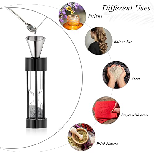 XSMZB Cremation Jewelry for Ashes Timeless Hourglass Cremation Memorial Pendant Stainless Steel Urn Necklace for Human Pet Ashes with Angel Wings Black