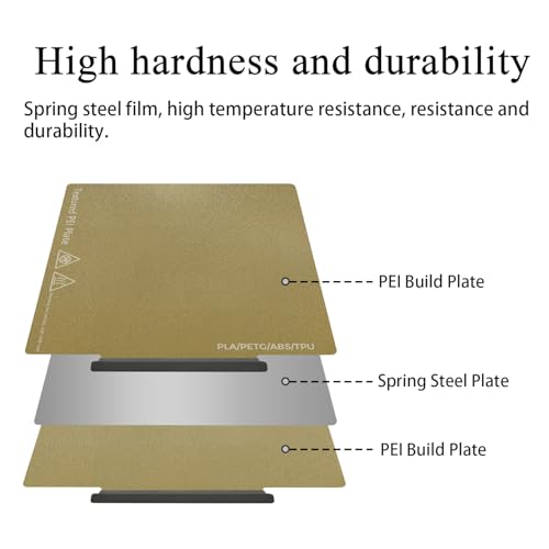HzdaDeve AD5X Building Plate with Handle for 5M/5M Pro/AD5X Double-Sided Textured Plate Heated Bed Spring Steel Flexible Platform Glue-Free Printing for FLASHFORGE 3D Printer (Gold) Gold AD5X/5M/5M Pro