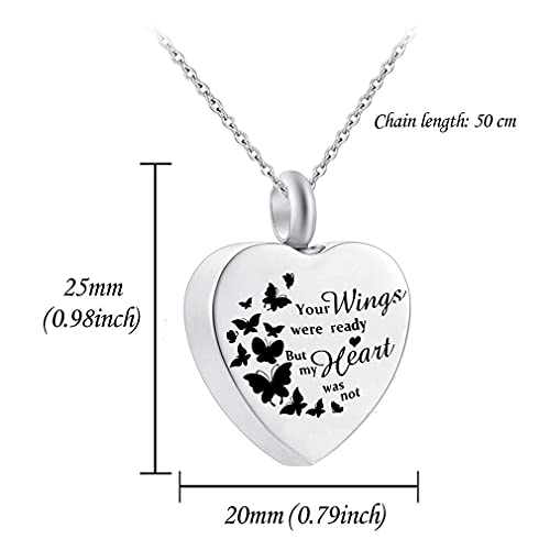 God has You in his arms with Angel Wing Charm Cremation Ashes Jewelry Keepsake Memorial Urn Necklace with Birthstone Crystal Butterfly + Your +Angel Wing&12 Pcs Birthstone