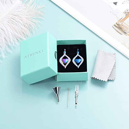 Cremation Jewelry for Ashes Double Heart Keepsake Memorial Urn Jewelry With Free Heart Urn Stainless Steel Necklace Gifts for Women Girls Friends Colorful+ Blue