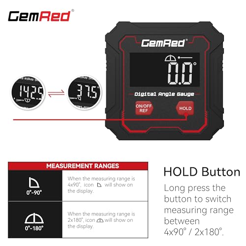 GemRed Digital Angle Gauge DAG-V1 protractor with digital display and compact black design