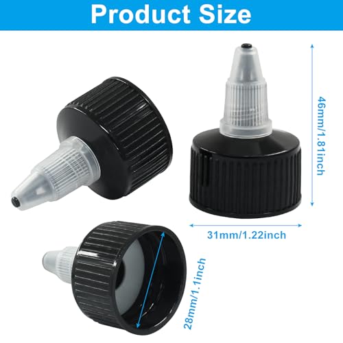 Moicstiy 28/410 black twist top caps for adhesive dispenser accessories, 28-piece set