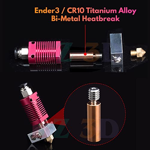 Ender 3 CR-10 Bi-Metal Heatbreak,Ender 3 V2 All Metal BiMetal Heatbreak for Ender 3/V2/Pro/Ender 5/Plus/CR-10/10S/S4/S5/CR-10 V2/V3/Neptune 3/Pro/Plus/Max/Neptune 4/Pro 3D Printer Hotend.(2PCS)