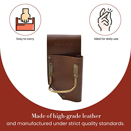 Style N Craft dark tan full-grain leather pliers and hammer holder tool pouch
