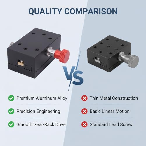 Adjustable Dovetail Slide Precision Linear Stage 40mm Travel Rack & Pinion X-Axis Manual Fine Adjustment Platform for CNC Machining Applications