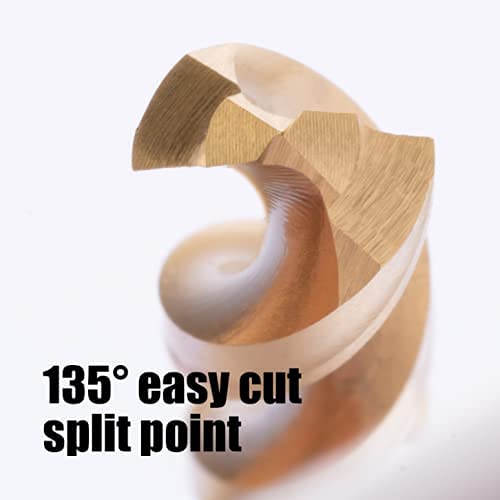 JEFE HEX 5/16" Hex Shank Titanium HSS Twist Drill Bits, 135 Degree Easy Cut Split Point Drill Bit for Steel, Copper, Aluminum, Zinc Alloy, Wood and Plastics, Packed in a Tube. (Pack of 6) 5/16" (6 pcs)