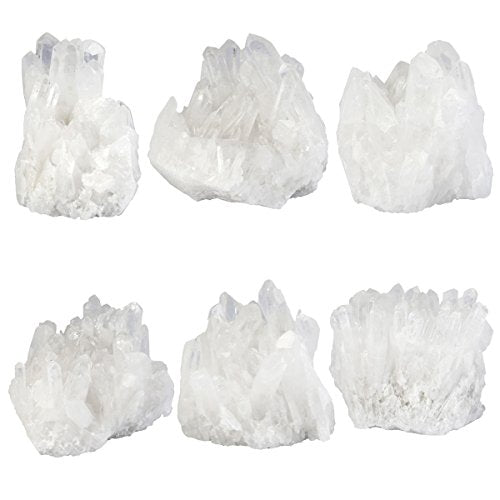 mookaitedecor Titanium Coated Natural Rock Crystal Cluster Geode Specimen Transparent White