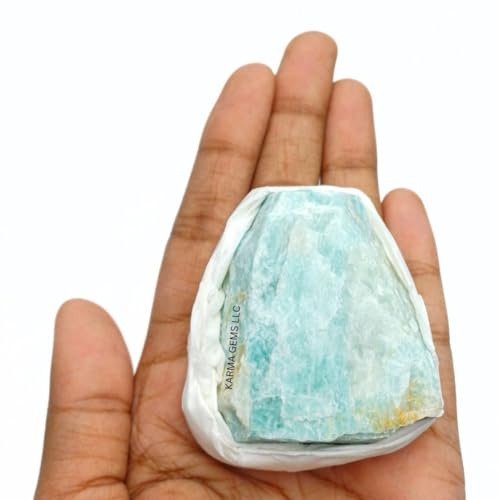 Raw Amazonite Flat Stone - Heals Emotional Balance, Overactive Mind & Helps to Meditate - Suitable for Home Decoration and Stone Collection - Mines Rough and Unpolished Stone