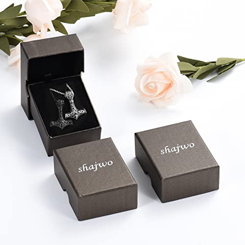 shajwo Mjolnir Thors Hammer Urn Necklace for Ashes for Men Celtic Nordic Viking Cremation Jewelry for Women Keepsake Memorial Ashes Pendant 2PCS Silver/Balck