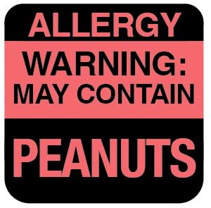 ChromaLabel 1 Inch Permanent Square, Color Code Allergy Warning Labels: 1,000/PACK, Peanut Allergy