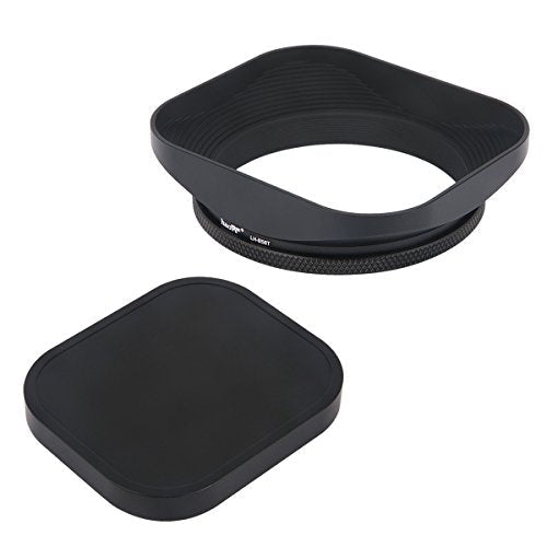 Haoge LH-B58T 58mm Square Metal Screw-in Lens Hood with Cap for 58mm Canon Nikon Sony Leica Carl Zeiss Voigtlander Nikkor Fujifilm Olympus Lens and Other Lens with 58mm Filter Thread