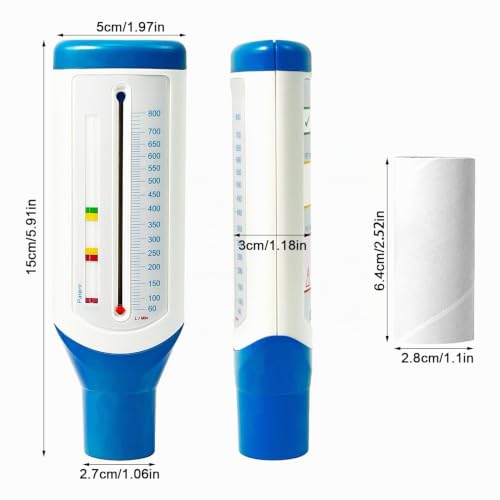 Lung Trainer and Performance Monitor for the Lungs, Domestic Lung Health Monitor, Portable Peak Flow Meter, Precise Measurements, Small Peak Flow Meter blue-white