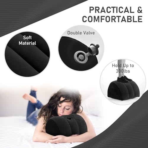 Inflatable Wedge Pillow for Travel & Sleeping - Portable Back,Knee,Leg Position Support Pillow,Ergonomic Arm Wedge Pillow,Camping,Lightweight Bed Sofa Positioner (Black) Black