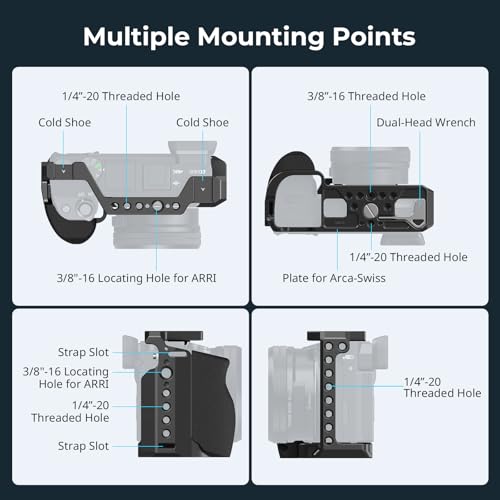 SmallRig Cage with Silicone Handgrip & Cold Shoe for Sony a6100, a6300, a6400-3164