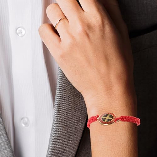 POPETPOP St Benedict Bracelet Red Alloy and Rope Adjustable Lightweight Wrist Chain for Formal Dresses