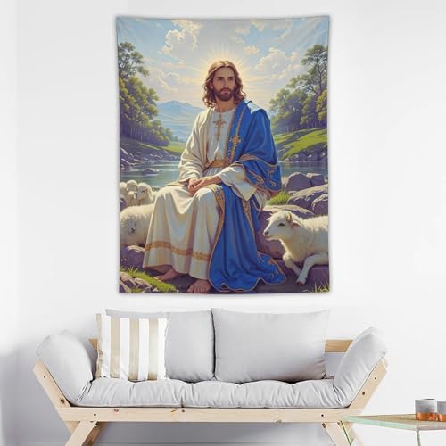 DEHYTO Jesus Christ Tapestry God of Jesucristo Wall Hanging Art Decoration for Church Bedroom Living Room Dorm Home Easter Decor 30"x40" JESUS-1 40"L x 30"W