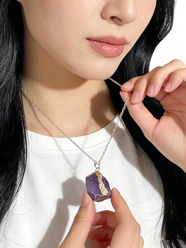 Purple Amethyst Natural Stone Pendant Irregular Geode Healing Crystal Necklace Stone Reiki Spiritual Quartz Gemstone Jewelry Gift for Woman