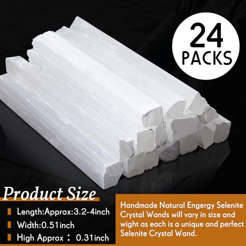 Tessco for you 24 Pieces Selenite Crystal Wands, 3.2 to 4 Inches 3.2 to 4 Inch