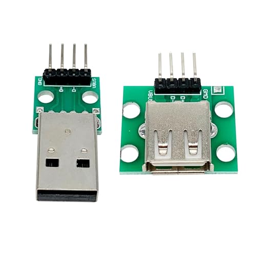 Penglin 5pcs USB 2.0 Male and 5pcs Female to DIP Adapter | 2.54 mm pitch, USB 2.0 type A male and female to DIP converter breakout board with 4 pins