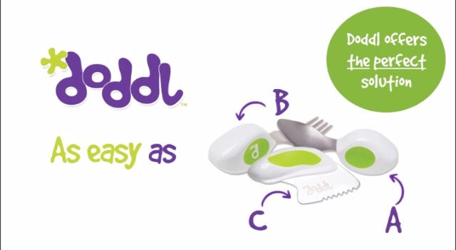 doddl Toddler Utensils, Ergonomic Fork Spoon and Knife Set for Self Feeding, Stainless Steel Silverware for 1-3 Year Olds, BPA Free, Dishwasher Safe (Aqua) Aqua