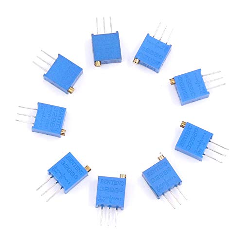 RUNCCI-YUN 12 Values 60 Pieces 3296W Trimmer Potentiometer Kit, Rotary Potentiometer, Variable Resistance, High Precision Resistors (100Ω, 1kΩ, 10kΩ, 100kΩ, 200Ω, 20kΩ, 200kΩ, 500Ω, 50kΩ, 50kΩ, 500kΩ)