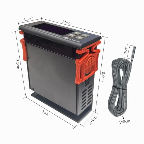 KETOTEK KT8100 Digital Heater PID Temperature Controller Dimmer Thermostat | 220 V thermostat control for heater 2 A 440 W with 2 m temperature sensor, for reptile, terrarium, aquarium