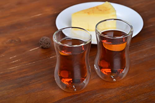 Verre Collection Turkish Tea Cups 4.25 oz, Lightweight Turkish Tea Glasses, Heat Resistant Double Wall Tea Cups, Insulated Turkish Tea Set of 2 (Pack of 2) 2 Count (Pack of 2)