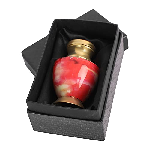 Brass Small Keepsake Cremation Urn, Red, 3 Inch