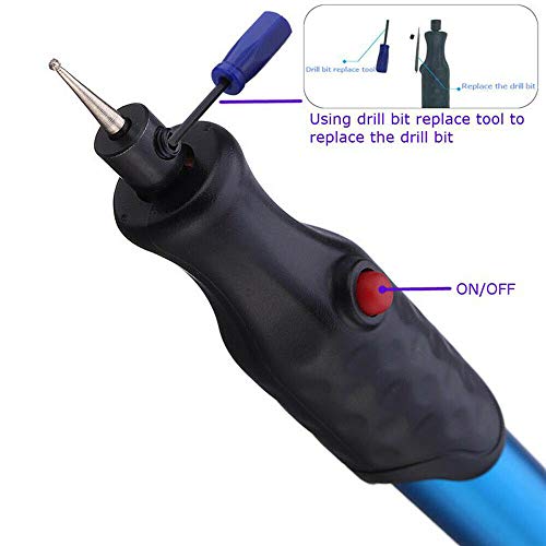 Engraving Pen Engraver Machine Electric DIY Precision Pens Cordless Mini Carving Tools Replaceable Diamond Tip Bit for Jewelry Metal Glass Wood Ceramics Stone - Blue