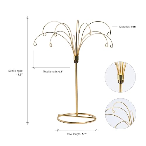 HOHIYA 13.5" Gold Ornament Display Stands 2 Pack Metal Holders Brass Gold