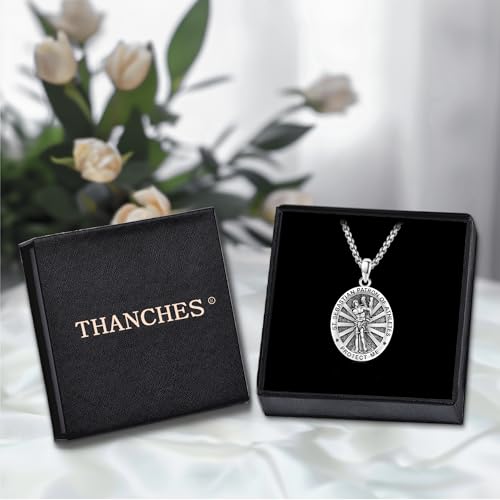 St Sebastian Medal Necklace for Men Women, 925 Sterling Silver Patron Saint Medal Necklace Catholic Protection Pendant Amulet Religious Jewelry Gifts Silver St. Sebastian
